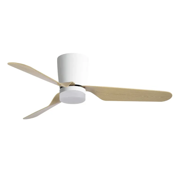 Ventilador de techo Abrila Kochi blanco madera luz LED 132 cm