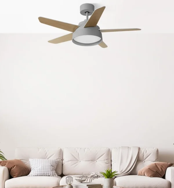Ventilador de techo Abrila Lebeche Gris blanco haya LED 132 cm