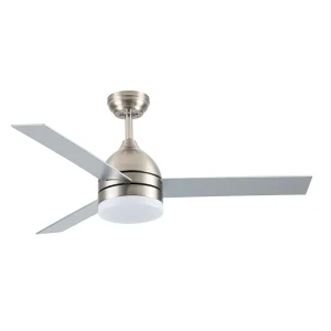 Ventilador de techo Abrila Legio níquel plata  haya luz LED 107 cm