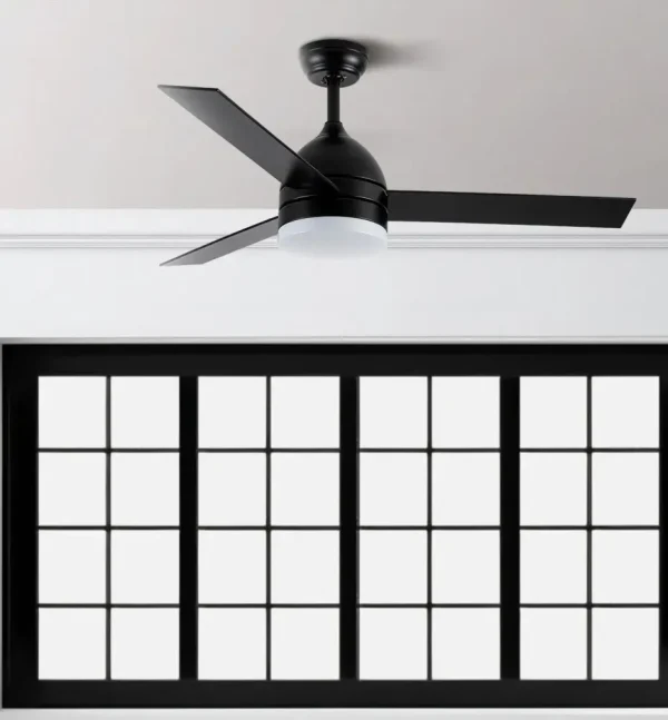 Ventilador de techo Abrila Legio negro - roble luz LED 107 cm