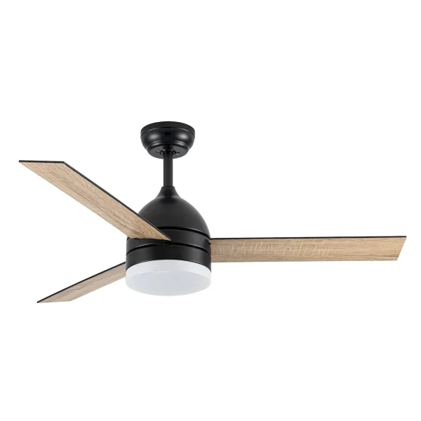 Ventilador de techo Abrila Legio negro - roble luz LED 107 cm