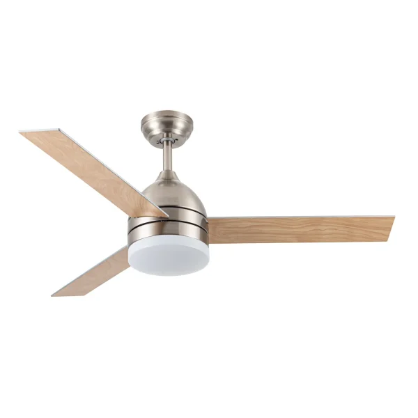 Ventilador de techo Abrila Legio níquel plata  haya luz LED 107 cm