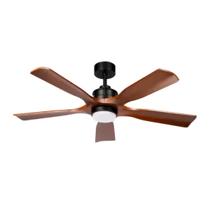 Ventilador de techo Abrila Letur negro madera luz LED 132 cm