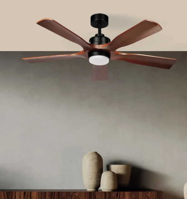 Ventilador de techo Abrila Letur negro madera luz LED 132 cm