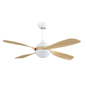 Ventilador de techo Abrila Livorno blanco haya luz LED 132 cm