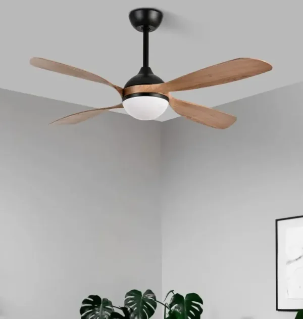 Ventilador de techo Abrila Livorno blanco haya luz LED 132 cm