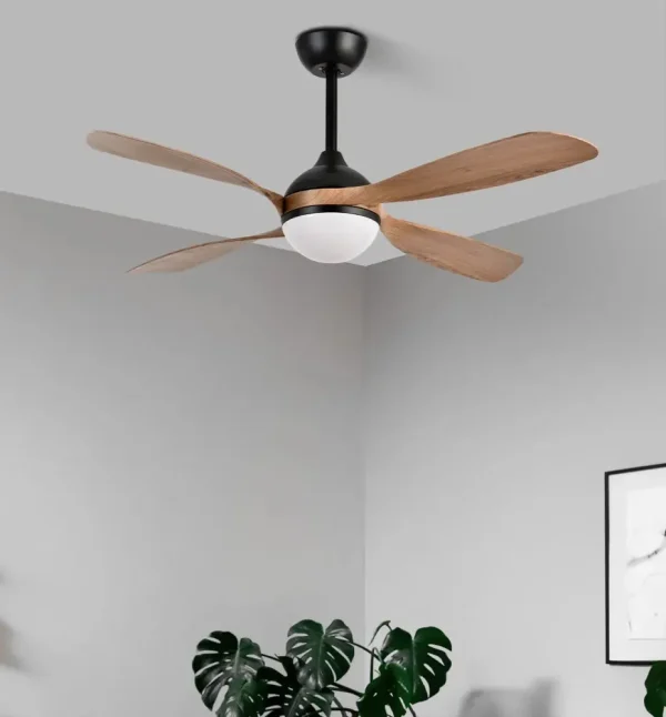Ventilador de techo Abrila Livorno negro roble luz LED 132 cm