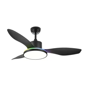 Ventilador de techo Abrila Mandala negro luz LED 120 cm
