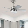 Ventilador de techo Abrila Marta níquel haya luz LED 76 cm