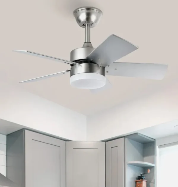 Ventilador de techo Abrila Marta níquel haya luz LED 76 cm
