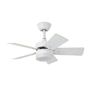 Ventilador de techo Abrila Marta blanco - haya luz LED 76 cm