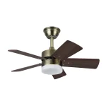 Ventilador de techo Abrila Marta cuero cerezo nogal LED 76 cm