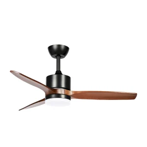 Ventilador de techo Abrila Montiel negro madera luz LED 106 cm