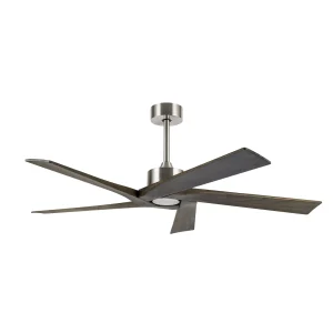 Ventilador Abrila Nadir níquel madera sin luz 142,2 cm