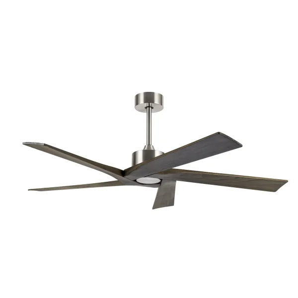 Ventilador Abrila Nadir níquel madera sin luz 142,2 cm