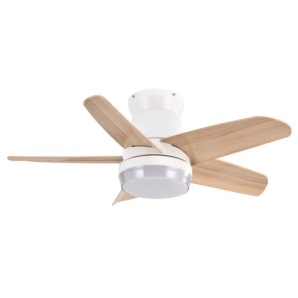 Ventilador de techo Abrila Neutron blanco madera luz LED 91 cm