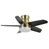 Ventilador de techo Abrila Neutron cuero negro luz LED 91 cm