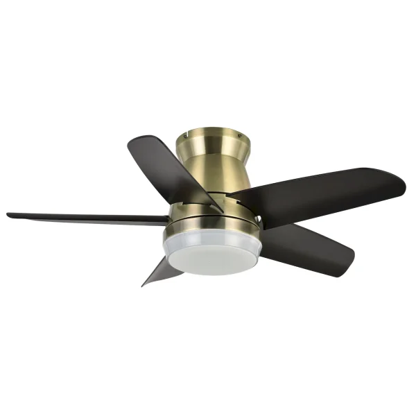 Ventilador de techo Abrila Neutron cuero negro luz LED 91 cm