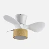Ventilador de techo Abrila Olga blanco madera luz LED 70 cm