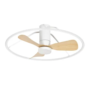 Ventilador de techo Abrila Oporto blanco haya luz LED 84 cm