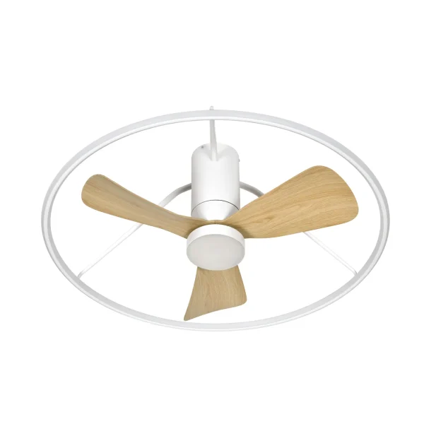 Ventilador de techo Abrila Oporto blanco haya luz LED 84 cm