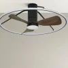 Ventilador de techo Abrila Oporto negro madera luz LED 84 cm