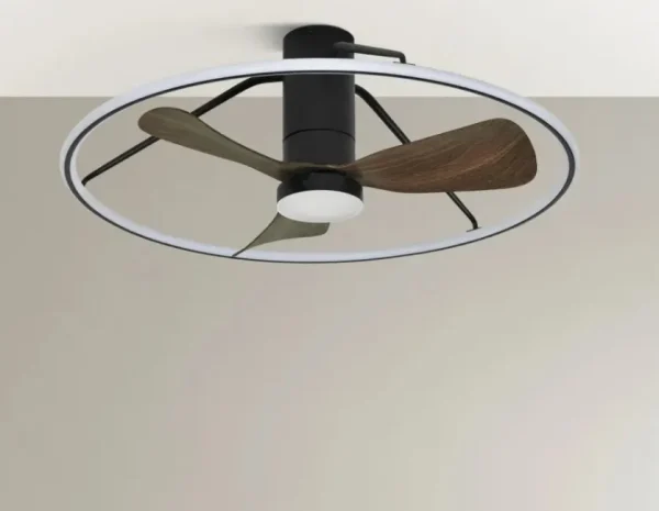 Ventilador de techo Abrila Oporto negro madera luz LED 84 cm