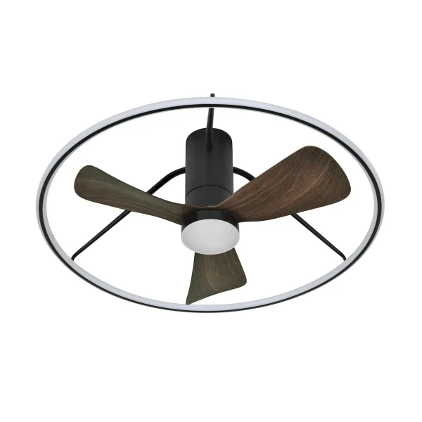 Ventilador de techo Abrila Oporto negro madera luz LED 84 cm