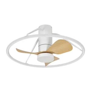 Ventilador de techo Abrila Oporto Mini blanco haya luz LED 66 cm