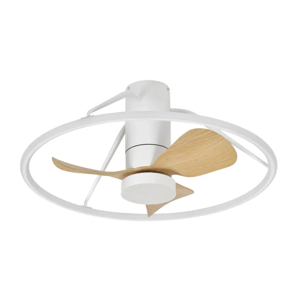 Ventilador de techo Abrila Oporto Mini blanco haya luz LED 66 cm
