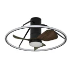 Ventilador de techo Abrila Oporto Mini negro nogal luz LED 66 cm