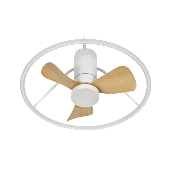 Ventilador de techo Abrila Oporto Mini blanco haya luz LED 66 cm