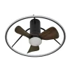Ventilador de techo Abrila Oporto Mini negro nogal luz LED 66 cm