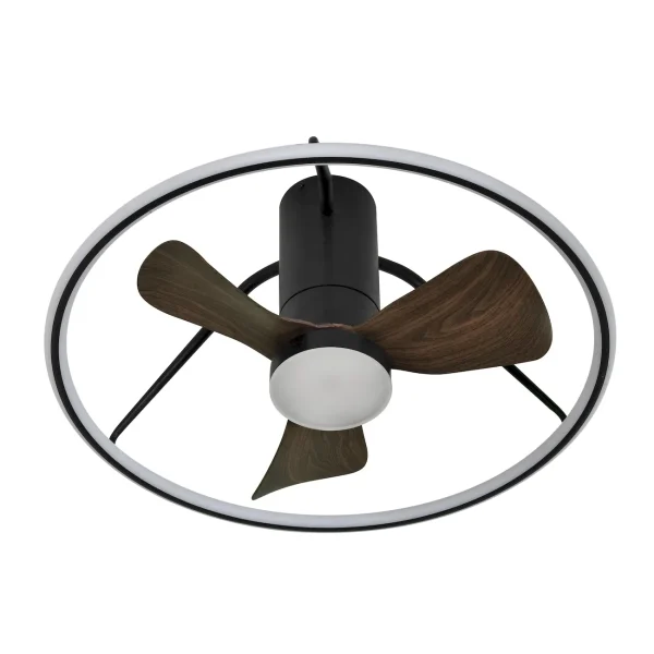 Ventilador de techo Abrila Oporto Mini negro nogal luz LED 66 cm