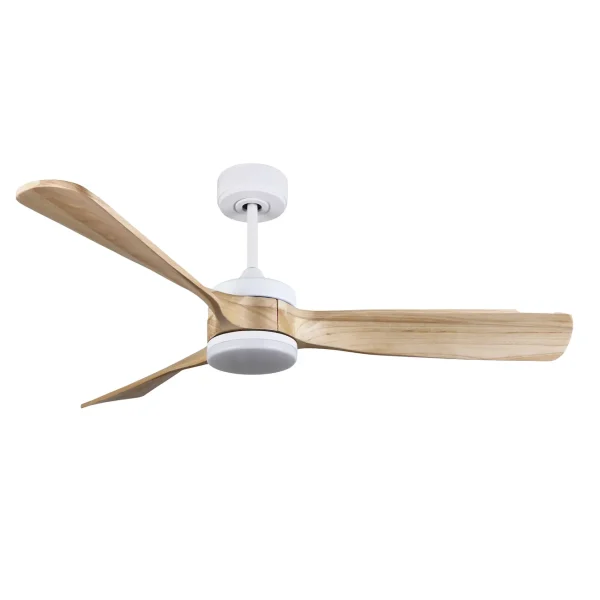 Ventilador de techo Abrila Oriente blanco madera luz LED 132 cm