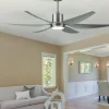 Ventilador de techo Abrila Otto níquel Plata luz LED 167 cm