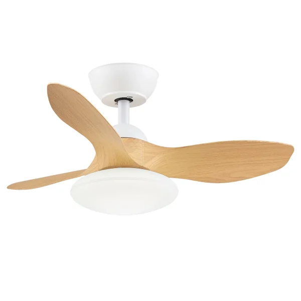 Ventilador de techo Abrila Paramo blanco haya luz LED 82 cm