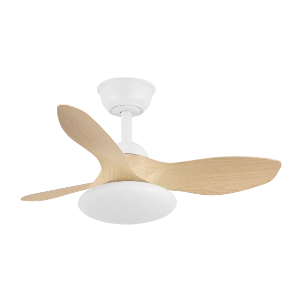Ventilador de techo Abrila Paramo blanco haya luz LED 82 cm