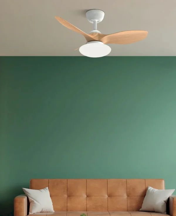 Ventilador de techo Abrila Paramo blanco haya luz LED 82 cm