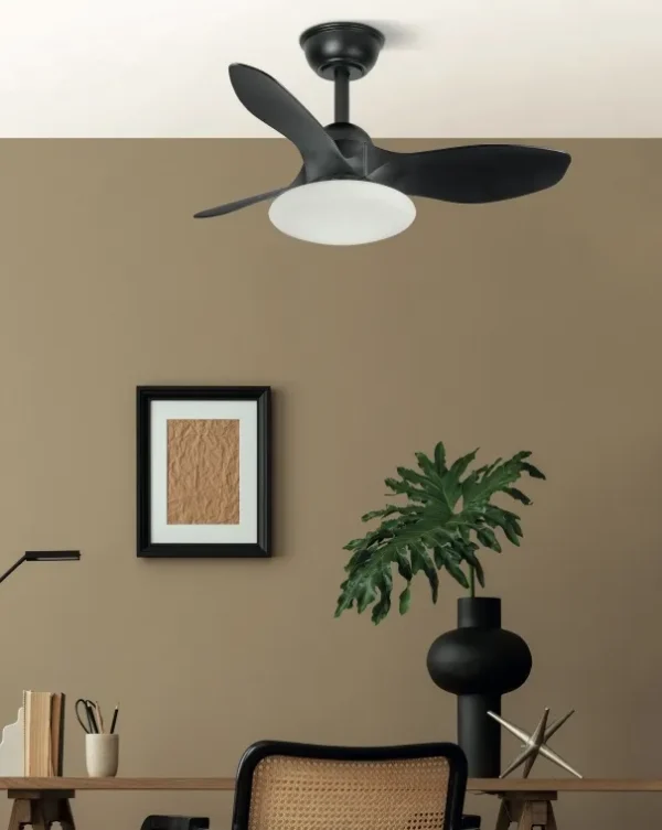 Ventilador de techo Abrila Paramo negro luz LED 82 cm