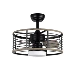 Ventilador de techo Abrila Pella negro madera luz LED 50 cm