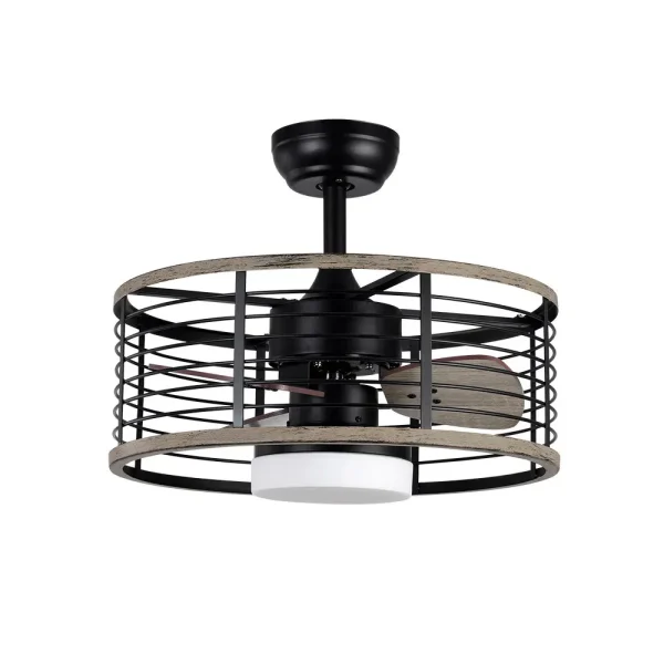 Ventilador de techo Abrila Pella negro madera luz LED 50 cm