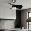 Ventilador de techo Abrila Pirdo cuero negro luz LED 60 cm
