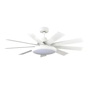 Ventilador de techo Abrila Pireo blanco haya luz LED 132 cm