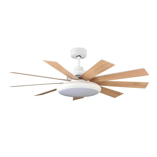 Ventilador de techo Abrila Pireo blanco haya luz LED 132 cm