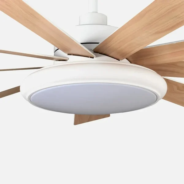 Ventilador de techo Abrila Pireo blanco haya luz LED 132 cm