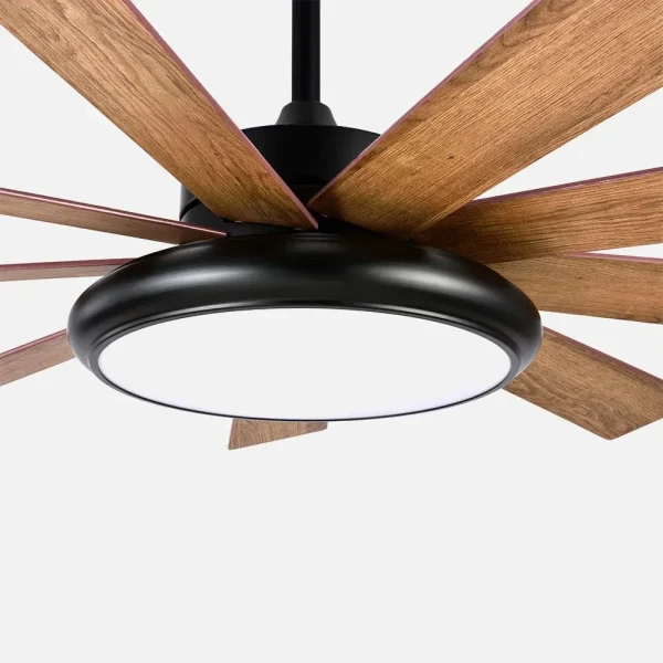 Ventilador de techo Abrila Pireo negro nogal luz LED 132 cm