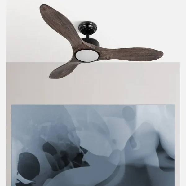 Ventilador de techo Abrila Segre negro madera luz LED 107 cm