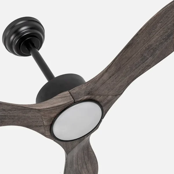 Ventilador de techo Abrila Segre negro madera luz LED 107 cm