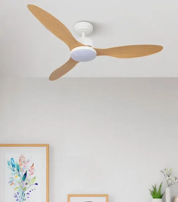 Ventilador de techo Abrila Serpa blanco haya luz LED 107 cm